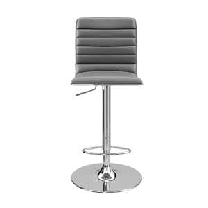 Coventry Faux Leather Bar Stool In Grey With Chrome Base - UK