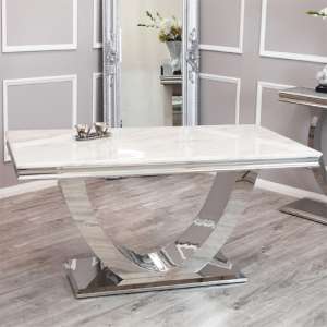 Avon Small White Marble Dining Table With Polished Base