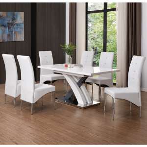 Axara Large Extending Grey Dining Table 6 Vesta Chairs