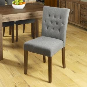 Novian Dining Chair In Slate With Walnut Legs In A Pair