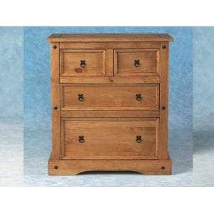 Central 4 Drawer Chest In Distressed Waxed Pine