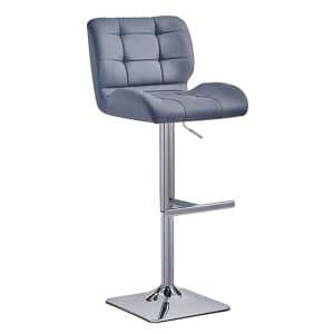 Candid Faux Leather Bar Stool In Grey With Chrome Base