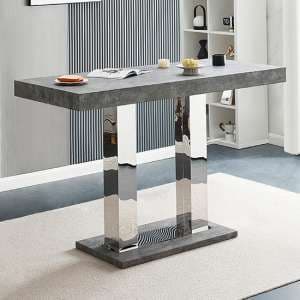 Caprice Wooden Bar Table Rectangular Large In Concrete Effect - UK