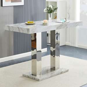 Caprice High Gloss Bar Table Large In Magnesia Marble Effect - UK