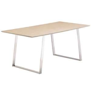Caprika Marble Effect Dining Table In Taupe With Chrome Legs