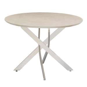 Caprika Marble Effect Round Dining Table In Taupe