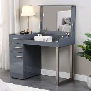 Carter High Gloss Dressing Table With Mirror In Grey - UK