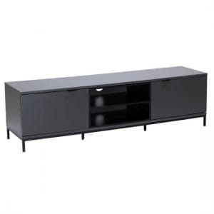 Clevedon Medium Wooden TV Stand In Charcoal And Black - UK