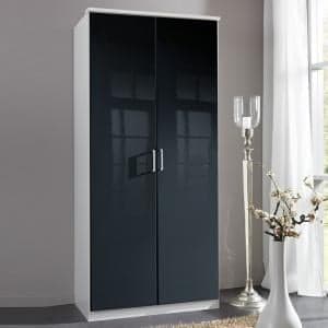 Alton Wardrobe In Gloss Black And Alpine White With 2 Doors