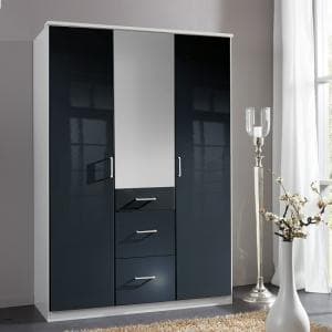 Alton Mirror Wardrobe In Gloss Black Alpine White With 3 Doors
