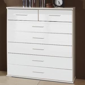 Alton Wide Chest of Drawers In High Gloss Alpine White