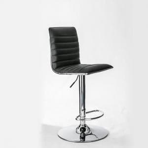 Coble Faux Leather Bar Stool With Chrome Base In Black - UK
