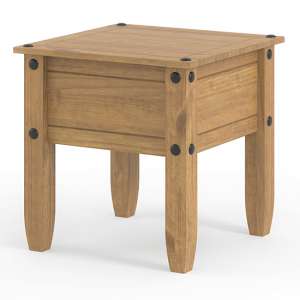 Consett Wooden Lamp Table In Antique Wax Finish - UK