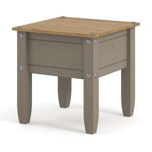 Consett Wooden Lamp Table In Grey Washed Wax Finish - UK