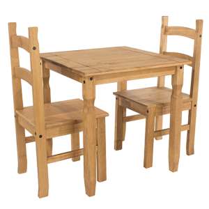 Consett Wooden Dining Set In Oak With 2 Chairs