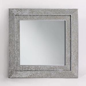 Amber Decorative Wall Mirror Square In Mosaic Silver Frame - UK