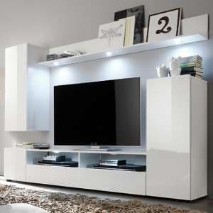 Delta Living Room Furniture Set 1 In White High Gloss With LED