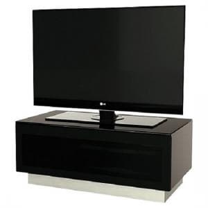 Elements Small Glass TV Stand With 1 Glass Door In Black