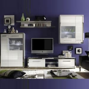 Ego Living Room Set 1 In White With High Gloss Fronts And LED