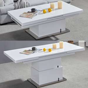 Elgin Extending High Gloss Coffee To Dining Table In White