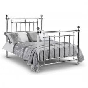 Eloise 135cm Metal Bed In Chrome Finish - UK
