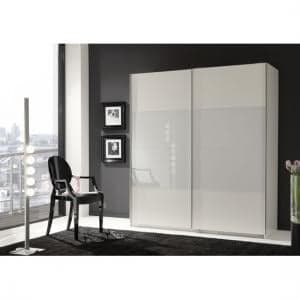 Enter White 2 Door Sliding Wardrobe With Glass In Middle section