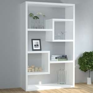 Escala Wide High Gloss Display Shelving Unit In White