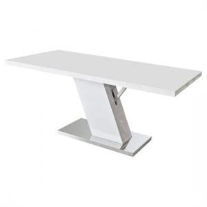 Colton Modern Dining Table In White High Gloss With Chrome Base