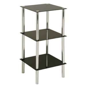 Fochabers 3 Tier Black Glass Display Stand With Chrome Frame
