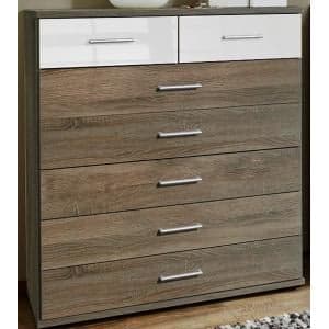 Gastineau 5+2 Drawer Chest In Montana Oak And White