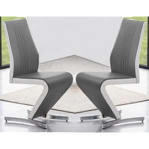Gia Grey And White Faux Leather Dining Chairs In Pair