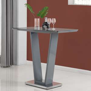 Ilko High Gloss Bar Table Rectangular Glass Top In Grey