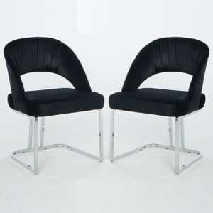 Isleworth Black Velvet Dining Chairs In Pair