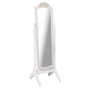 Jedburgh Cheval Floor Mirror In White And Distressed Effect Wooden