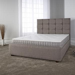 Lawrence Modern Bed In Slate Fabric With Wooden Feet - UK