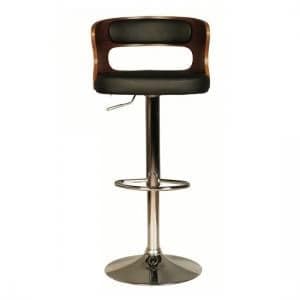 Alston Bar Stool In Walnut And Black PU With Chrome Base