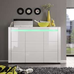 Haven Sideboard In White Gloss With 3 Doors And LED Lighting - UK