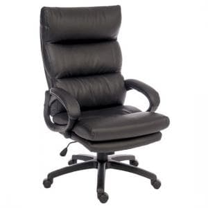 Huxley Home Office Chair In Black Faux Leather With Castors