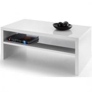 Maelie Coffee Table In White High Gloss With UnderShelf