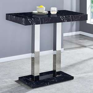 Milano Marble Effect High Gloss Bar Table In Black - UK