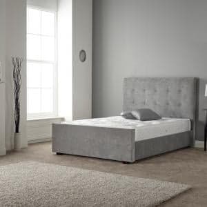 Rachel Bed In Naples Silver Fabric With Wooden Feet - UK