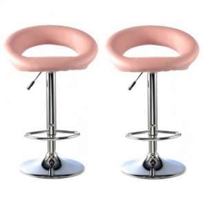 Makamae Bar Stool In Pink Faux Leather In A Pair