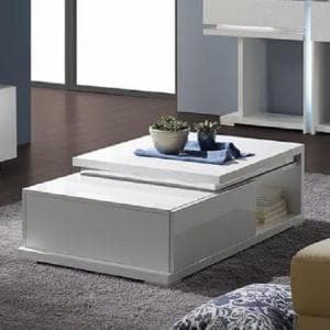 Nicoli Coffee Table In White High Gloss With 1 Drawer