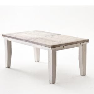 Opal Extentable Dining Table In White Pine Farmhouse Style