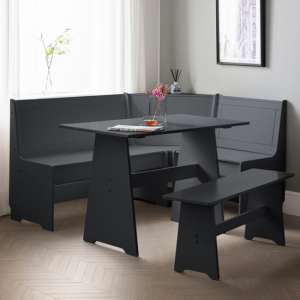 Nadira Corner Anthracite Wooden Dining Table With Storage Bench - UK
