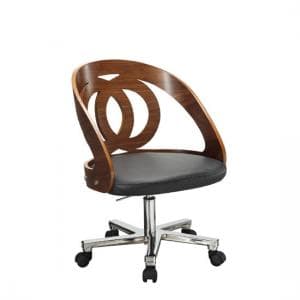 Juoly Walnut Finish Black Faux Leather Office Chair