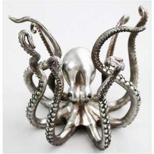 Octopus Sculpture In Silver Finish - UK