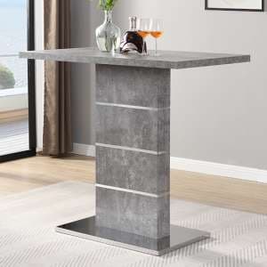 Parini Wooden Bar Table Rectangular In Concrete Effect - UK