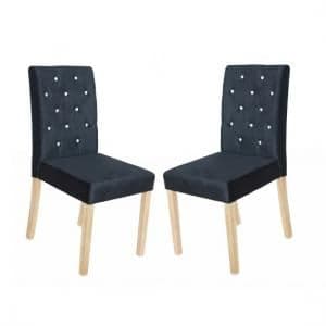 Kilcon Dining Chair In Black Velvet And Diamante in A Pair