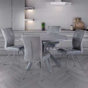 Paley 120cm Dark Grey Dining Table 4 Kebrila Grey Chairs - UK